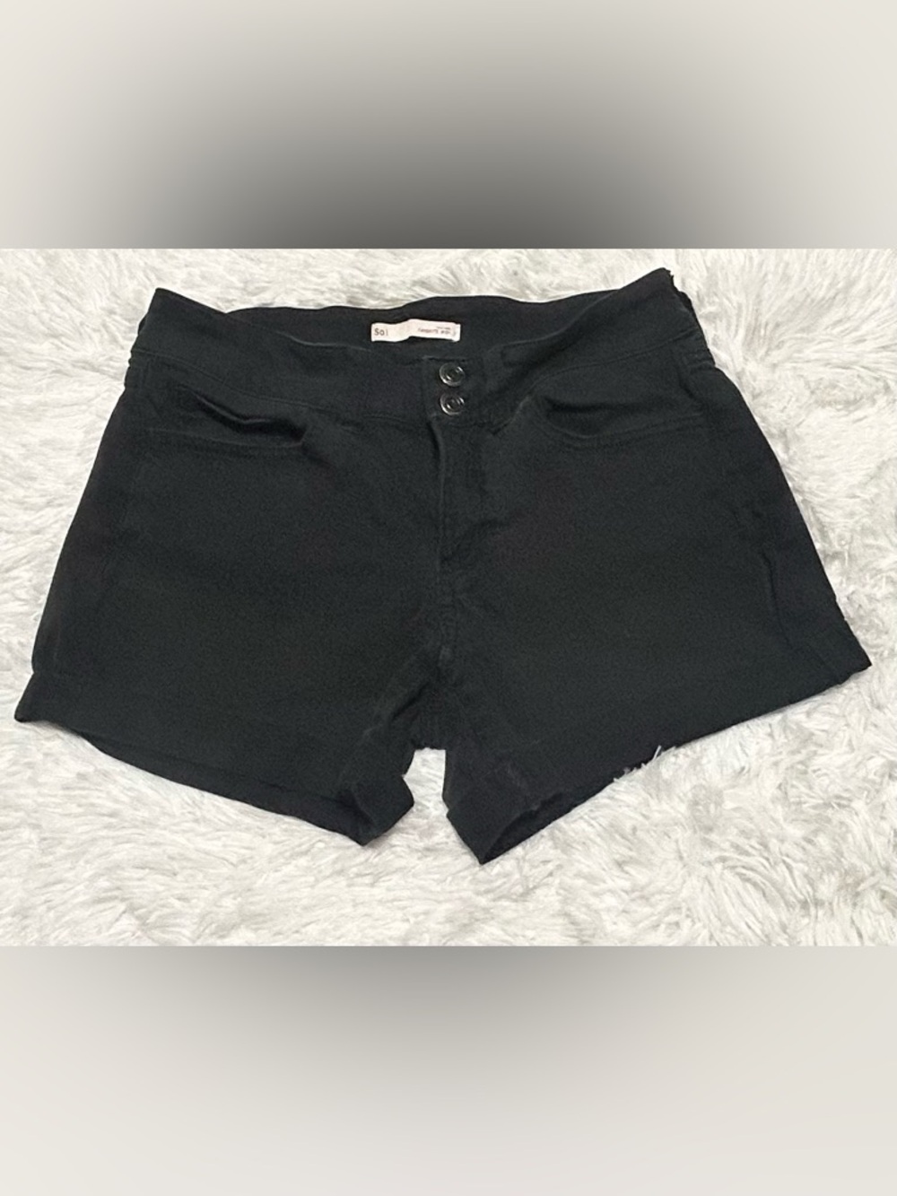 SO Black Low-Rise Favorite Midi Women’s Jean Shorts Stretch Denim Rolled Hem